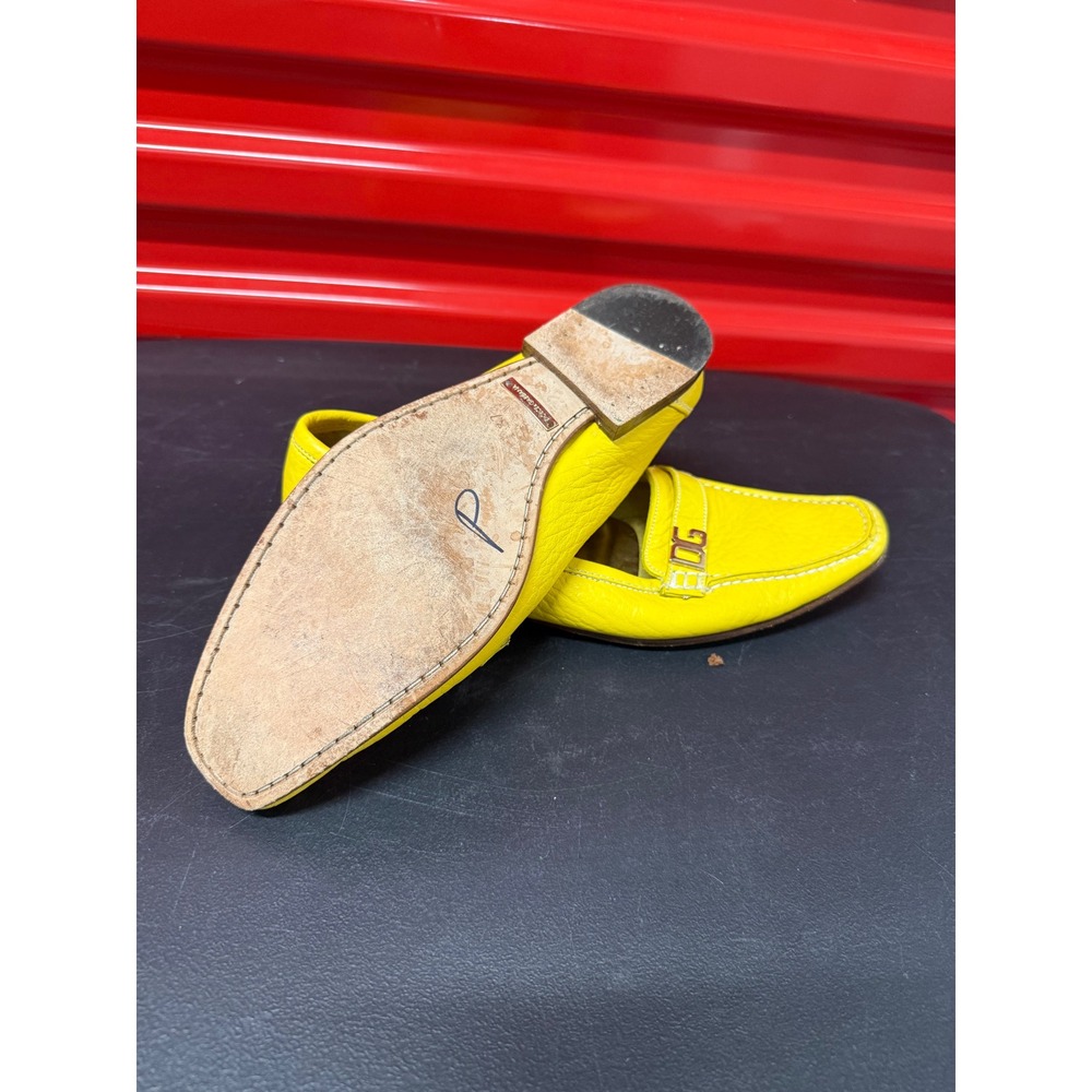 Dolce & Gabbana Womens Yellow Leather DG Logo Square Toe Loafers Flats Size 37 - Picture 14 of 14